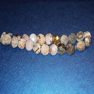 Ocean Jasper Faceted Gemstone Stretch Bracelet (Can be Made Smaller)